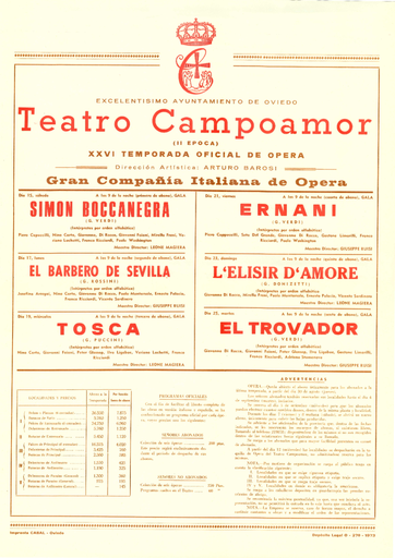 Cartel XXVI Temporada Oficial de Ópera